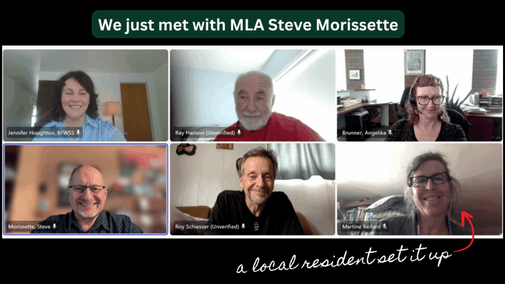 mla steve morissette, mla meeting, bfwss, local resident